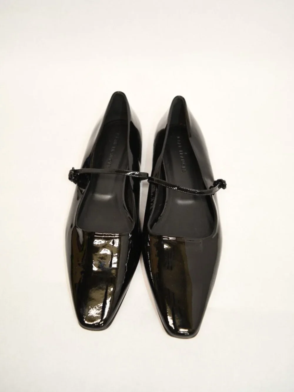 $550 DEAR FRANCES Mary Jane FLAT PATENT LEATHER BLACK POINTY SQUARE 41 (PD2)